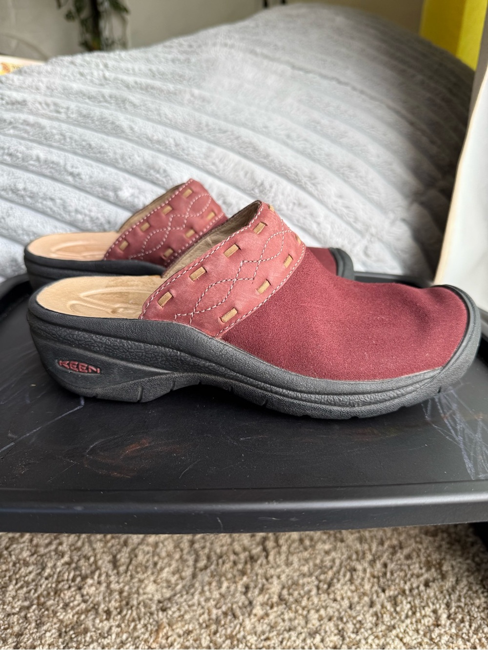 KEEN Burgundy Slip-On Suede Clog Mule